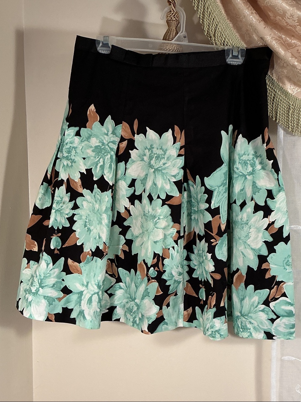 Y2K Speechless Black A-Line Skirt with Mint Floral Print Sz 11 Cotton